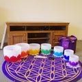 432hz Tuned Colored Handcrafted Frosted Quartz Crystal Singing Bowl Set