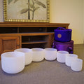 432hz Tuned Handcrafted Frosted Quartz Crystal Singing Bowl Set